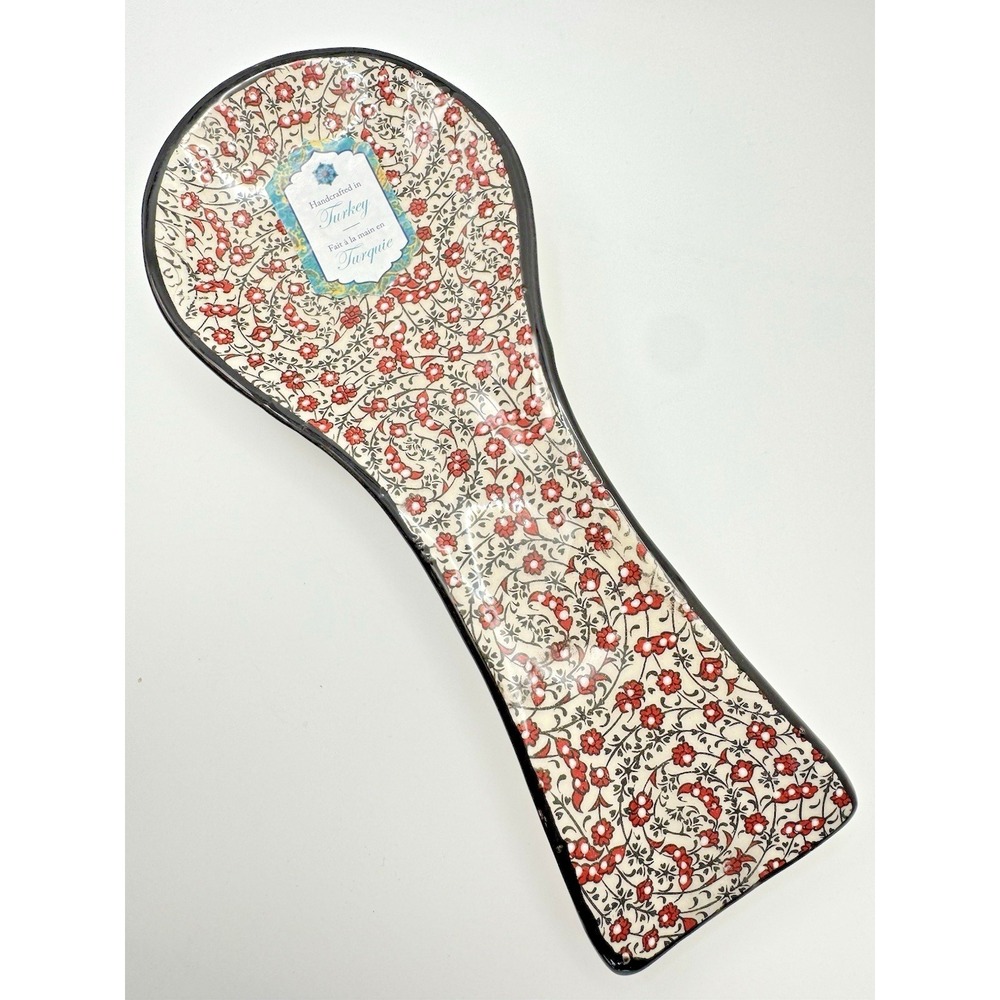 Ceramic‎ Spoon Rest Turkish Floral Hand Painted Nakas Kitchen Utensil Holder